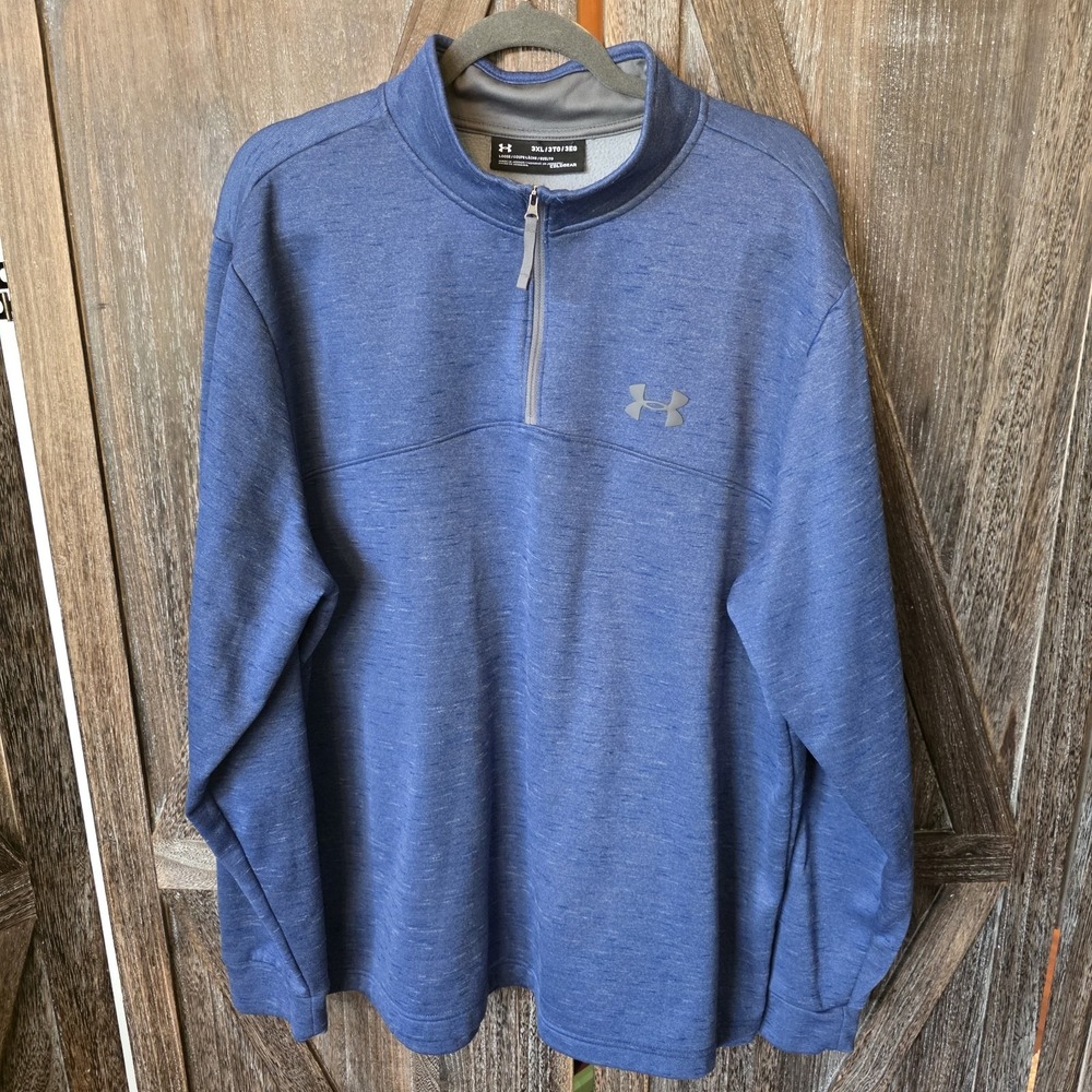 Under Amour Sweatshirt Men's Size 3XL Blue Coldgear Pullover Performance 1/4 Zip